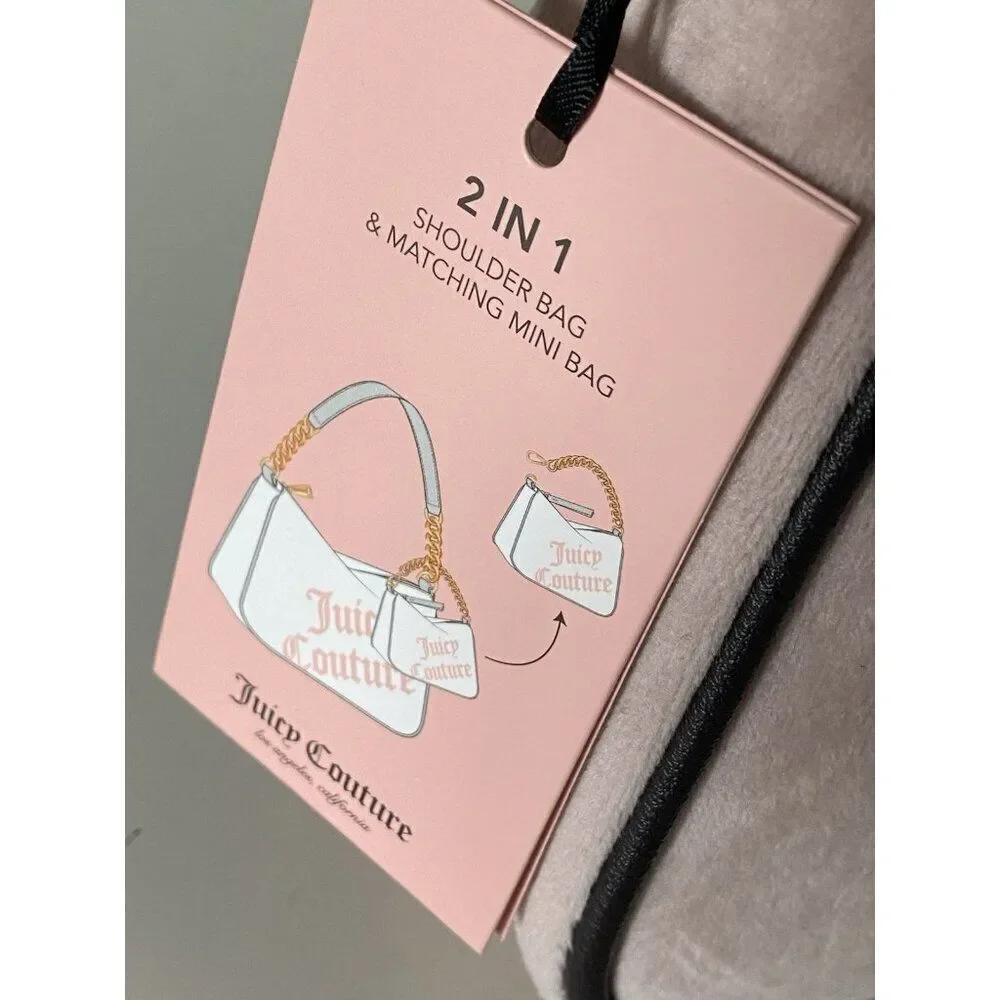 Juicy Couture Dusty Blush & Chocolate Better Together Hobo Bag With Mini Bag NEW